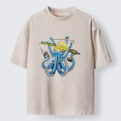 Tokyo-Tiger Architect Octopus Washed T-Shirt