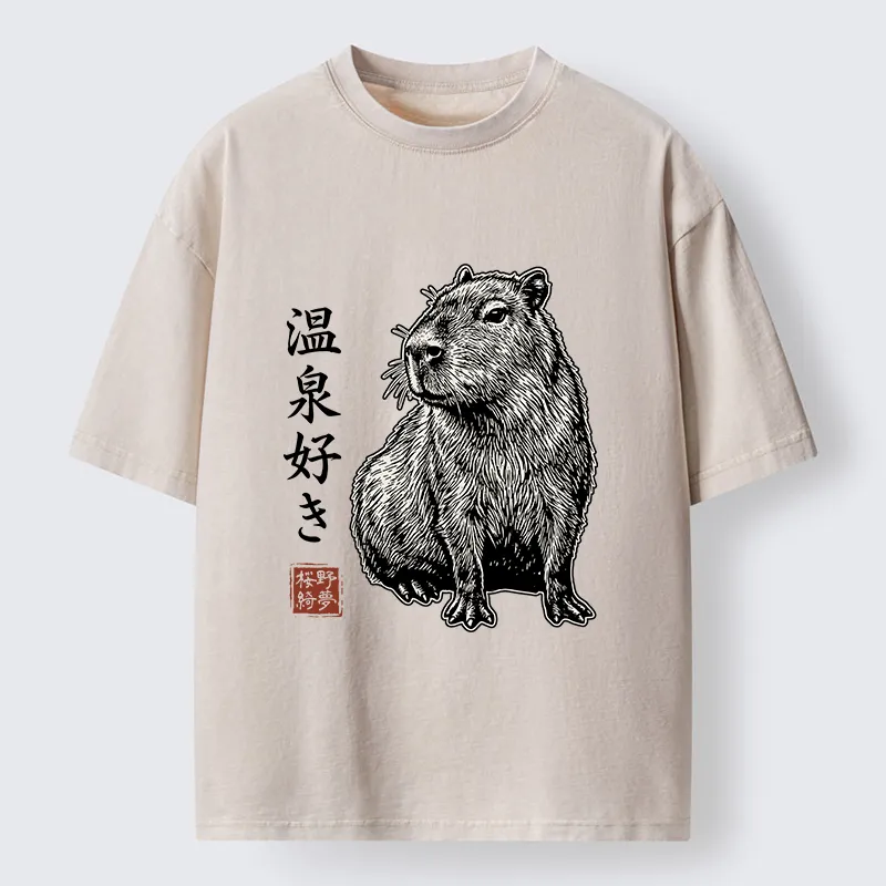 Tokyo-Tiger Hot Spring Enthusiasts Washed T-Shirt