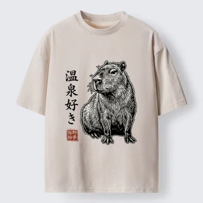 Tokyo-Tiger Hot Spring Enthusiasts Washed T-Shirt