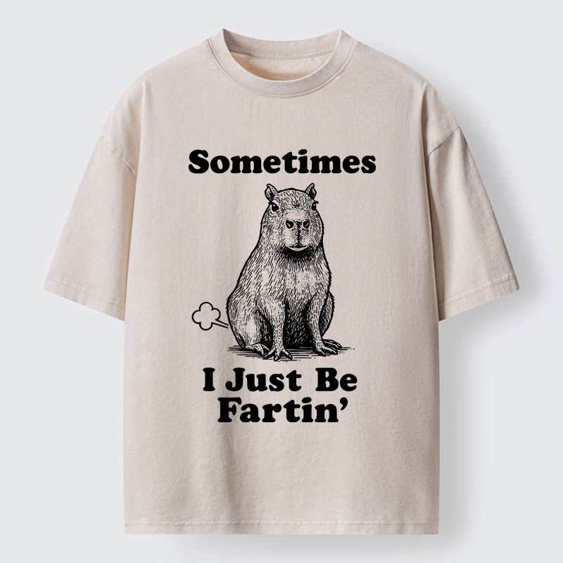 Tokyo-Tiger Farting Capybaras Washed T-Shirt