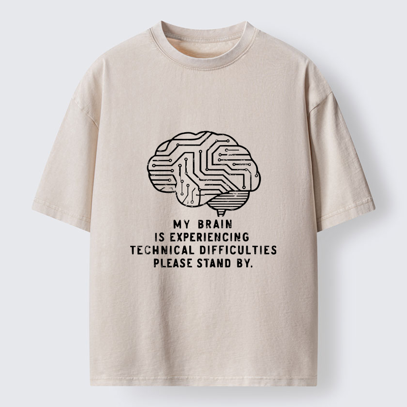 Tokyo-Tiger Brain Technology Malfunction Washed T-Shirt