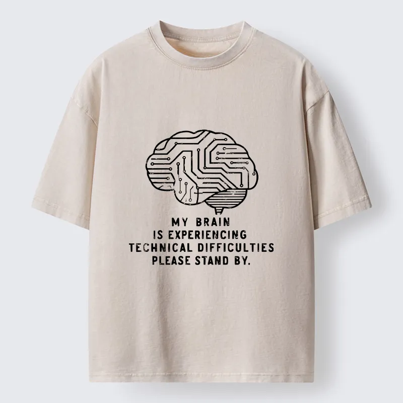 Tokyo-Tiger Brain Technology Malfunction Washed T-Shirt