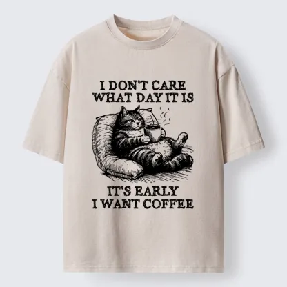Tokyo-Tiger Have A Cup Of Coffee Before Doing Anything Washed T-Shirt