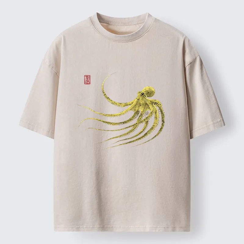 Tokyo-Tiger Retro Octopus Washed T-Shirt