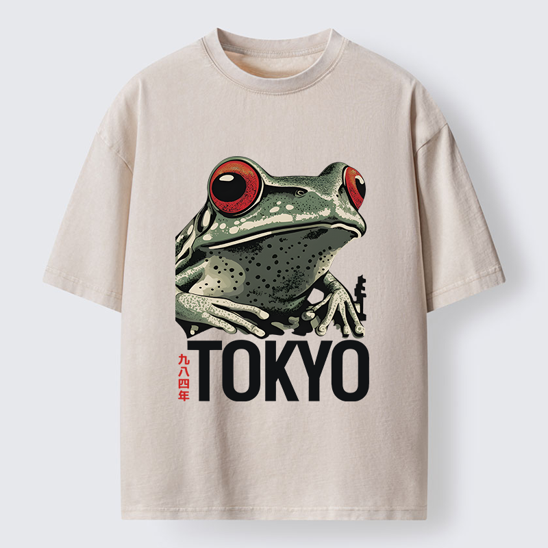 Tokyo-Tiger Retro Tokyo Frog Washed T-Shirt