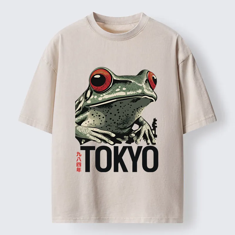 Tokyo-Tiger Retro Tokyo Frog Washed T-Shirt