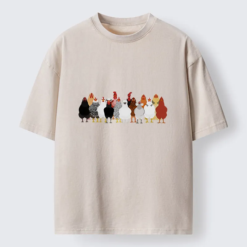 Tokyo-Tiger Funny Chickens Washed T-Shirt
