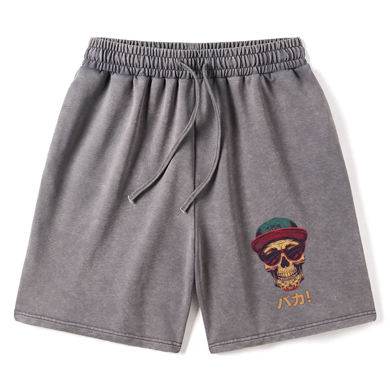 Tokyo-Tiger Fashion Skull Japanese Washed Shorts