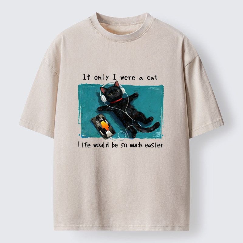 Tokyo-Tiger If Only I Were A Cat Washed T-Shirt