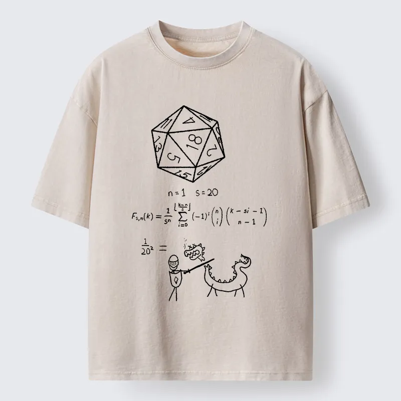 Tokyo-Tiger Twenty-sided Die Funny Washed T-Shirt