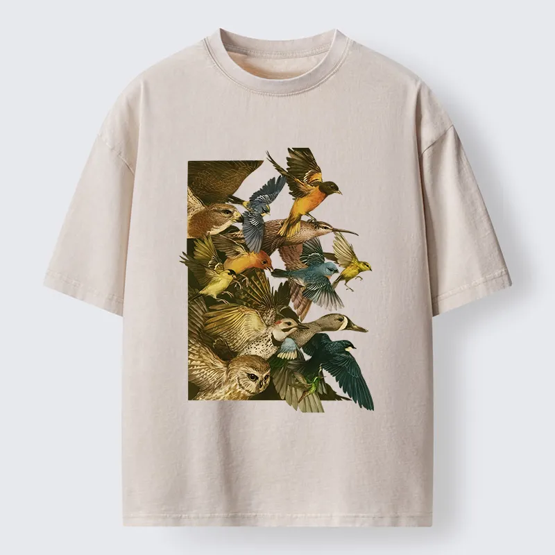 Tokyo-Tiger Flock Of Flying Birds Washed T-Shirt