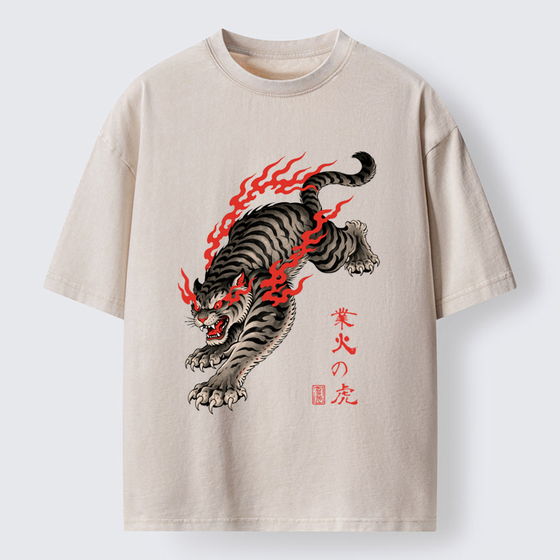Tokyo-Tiger Blazing Tiger Washed T-Shirt