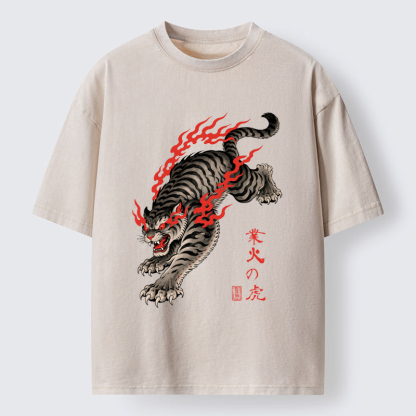 Tokyo-Tiger Blazing Tiger Washed T-Shirt