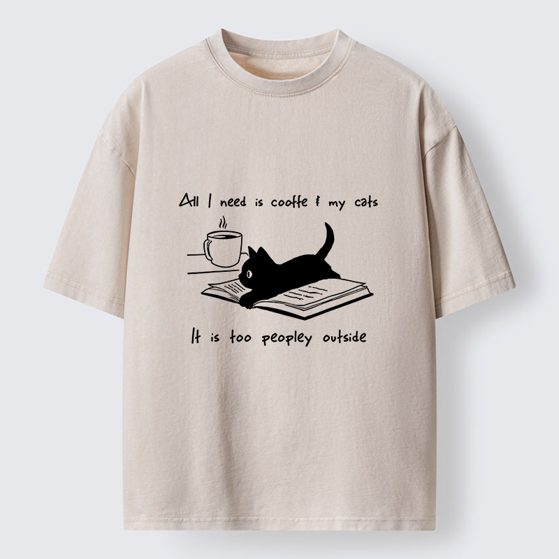 Tokyo-Tiger I Need Is Coffee And My Cat Washed T-Shirt