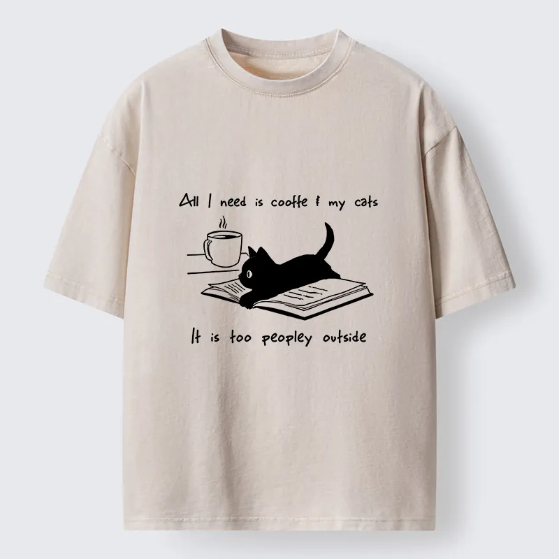 Tokyo-Tiger I Need Is Coffee And My Cat Washed T-Shirt