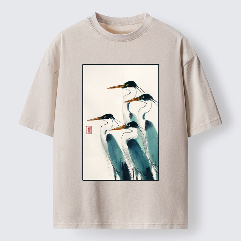 Tokyo-Tiger Standing Herons Washed T-Shirt