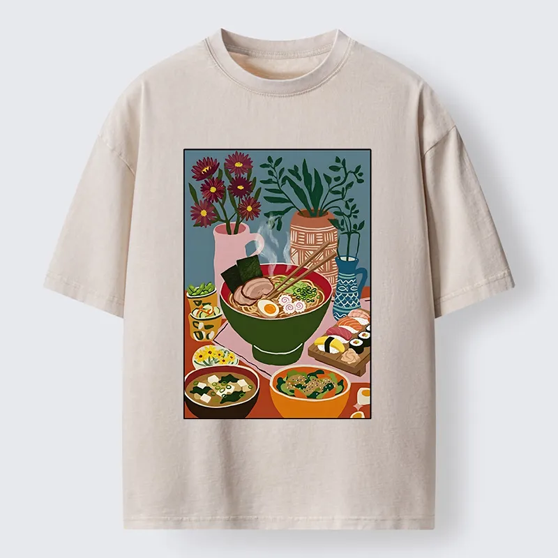 Tokyo-Tiger Delicious Japanese Food Washed T-Shirt