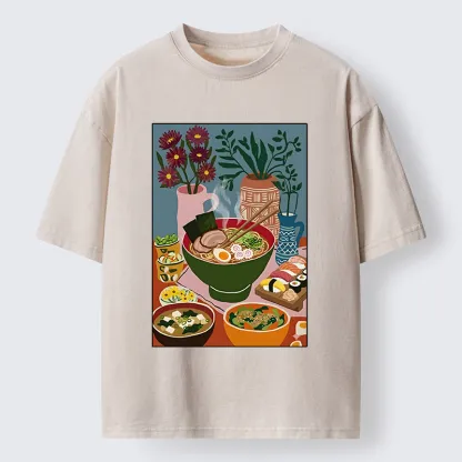 Tokyo-Tiger Delicious Japanese Food Washed T-Shirt