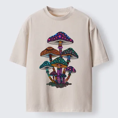 Tokyo-Tiger Beautiful Poisonous Mushrooms Washed T-Shirt