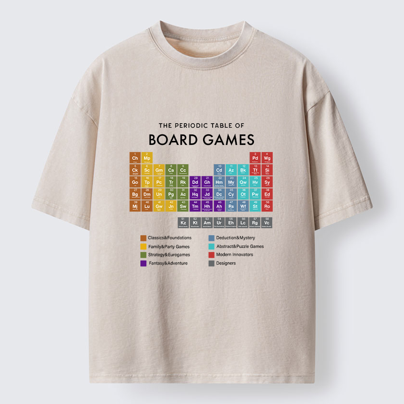 Tokyo-Tiger Periodic Table Of Elements In Board Games Washed T-Shirt