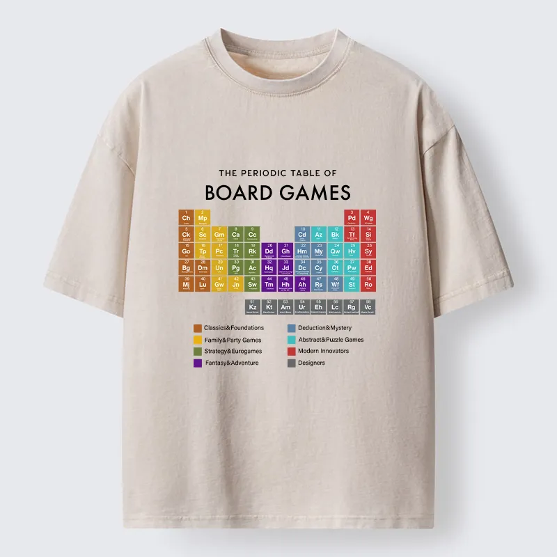 Tokyo-Tiger Periodic Table Of Elements In Board Games Washed T-Shirt