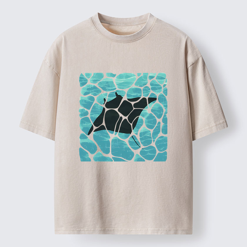 Tokyo-Tiger Manta Ray Fish Washed T-Shirt