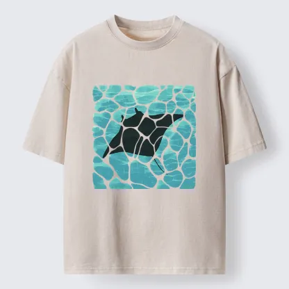 Tokyo-Tiger Manta Ray Fish Washed T-Shirt