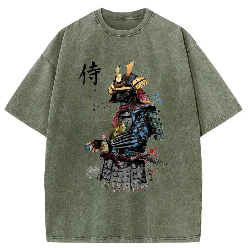 Tokyo-Tiger Retro Japanese Samurai Washed T-Shirt