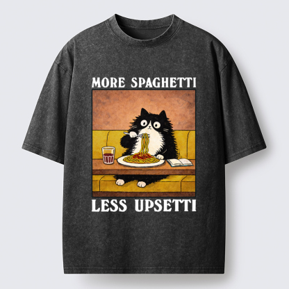 Tokyo-Tiger Unavailable Cat: More Spaghetti Less Upsetti Washed T-Shirt