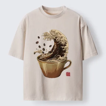 Tokyo-Tiger Delicious Coffee Wave Washed T-Shirt