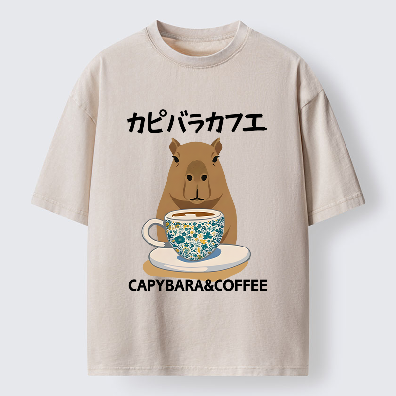Tokyo-Tiger Drink Delicious Coffee Washed T-Shirt