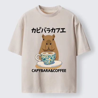 Tokyo-Tiger Drink Delicious Coffee Washed T-Shirt