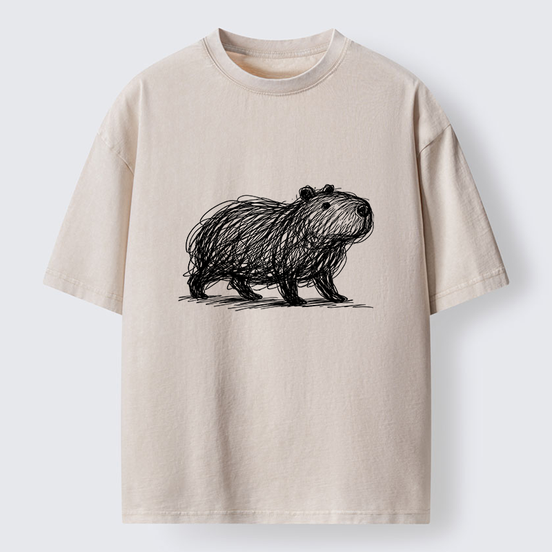 Tokyo-Tiger Minimalist Capybara Washed T-Shirt