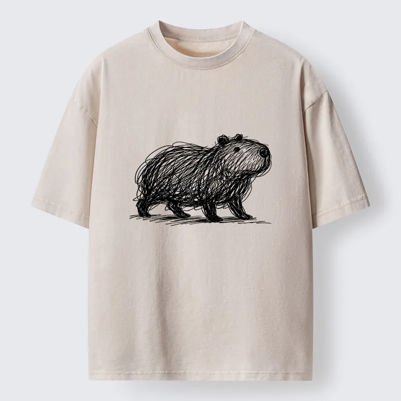 Tokyo-Tiger Minimalist Capybara Washed T-Shirt