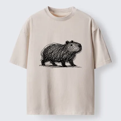 Tokyo-Tiger Minimalist Capybara Washed T-Shirt
