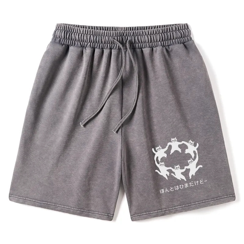 Tokyo-Tiger Leisure Cats Japanese Washed Shorts