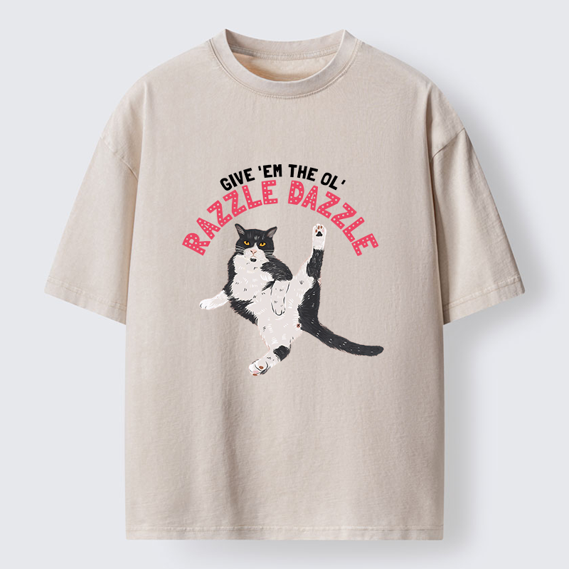 Tokyo-Tiger Cute Tuxedo Cat Washed T-Shirt