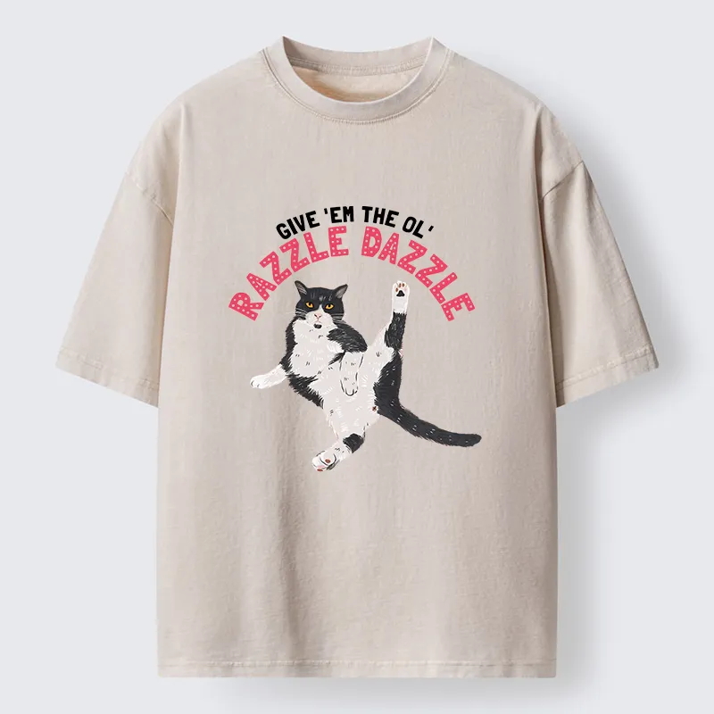 Tokyo-Tiger Cute Tuxedo Cat Washed T-Shirt