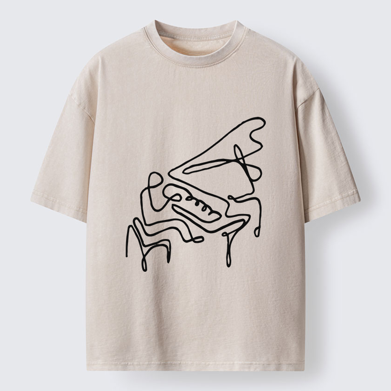 Tokyo-Tiger Minimalist Piano Washed T-Shirt