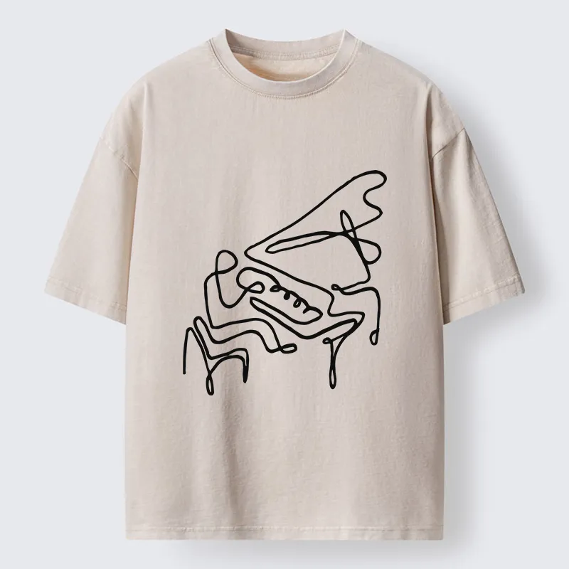 Tokyo-Tiger Minimalist Piano Washed T-Shirt