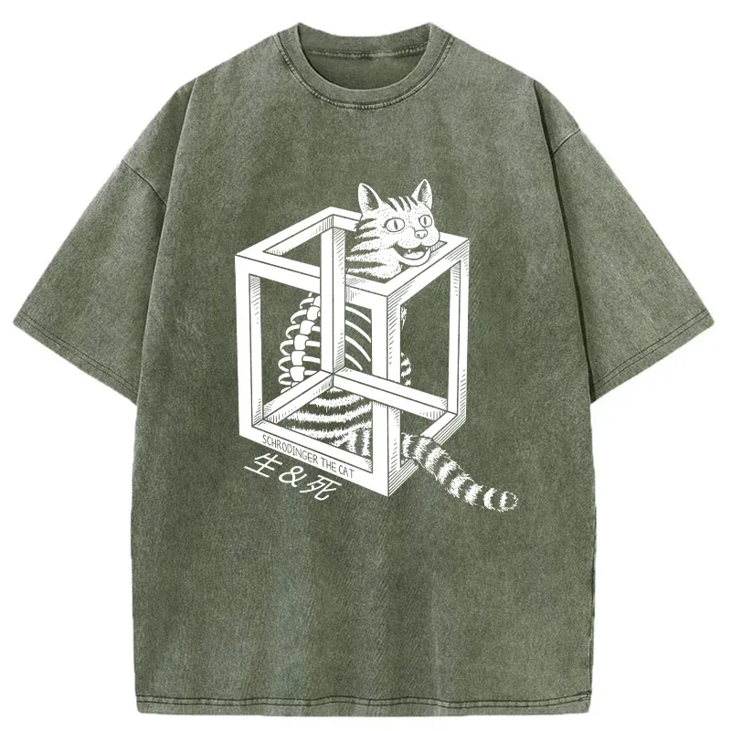 Tokyo-Tiger Schrodinger's Miserable Cat Washed T-Shirt