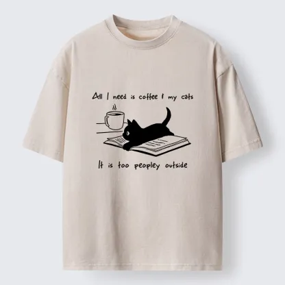 Tokyo-Tiger I Need Is Coffee And My Cat Washed T-Shirt