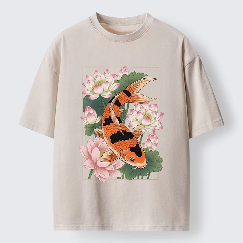Tokyo-Tiger Japanese Traditional Koi Washed T-Shirt