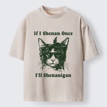 Tokyo-Tiger St. Patrick's Elegant Cat Washed T-Shirt