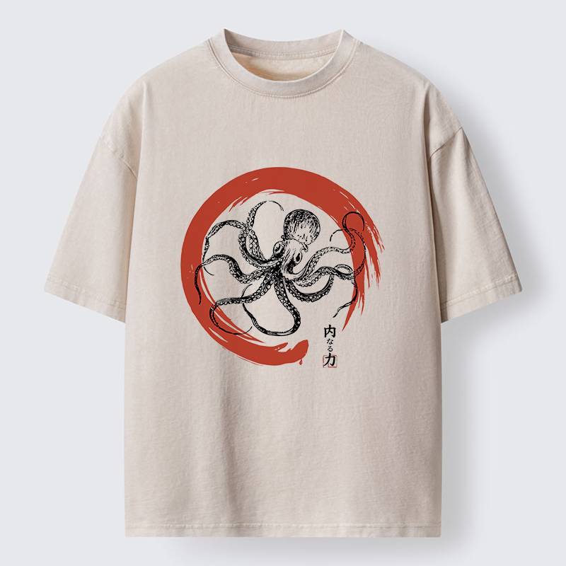 Tokyo-Tiger Zen Octopus Washed T-Shirt
