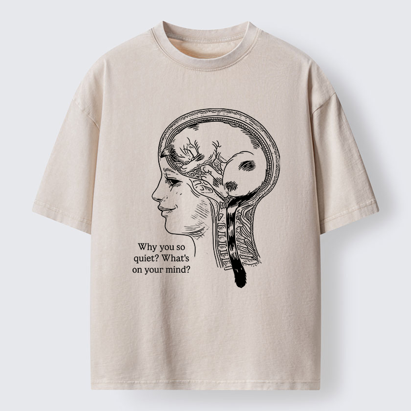 Tokyo-Tiger Brain Full Of Cats Washed T-Shirt