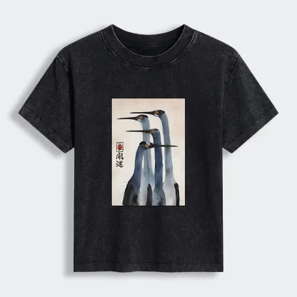 Tokyo-Tiger Retro Sandhill Crane Women's Washed T-shirt