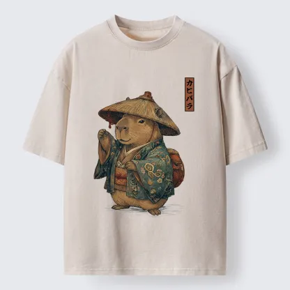 Tokyo-Tiger Traveling Capybara Washed T-Shirt