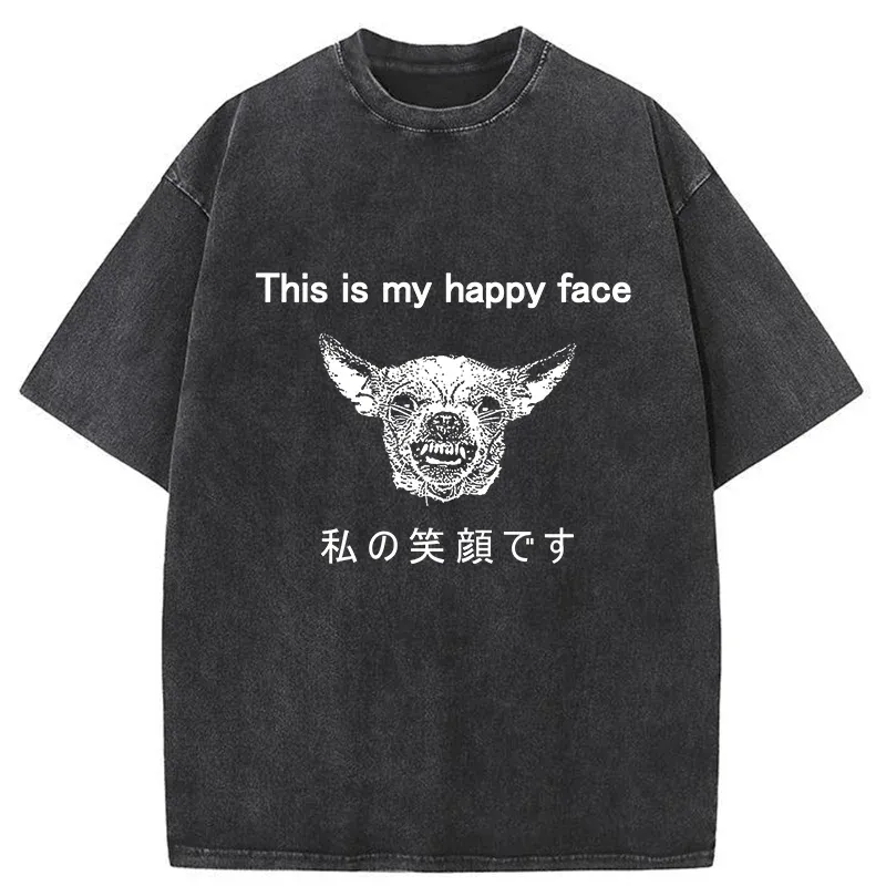 Tokyo-Tiger My Happy Face Washed T-Shirt