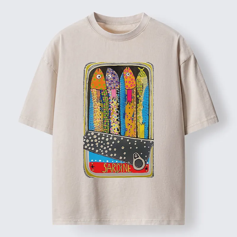 Tokyo-Tiger Colorful Sardines Washed T-Shirt